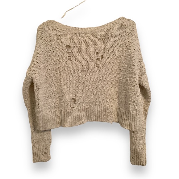 Hollister Cream Woven Sweater with Distressing size XS - Picture 2 of 4